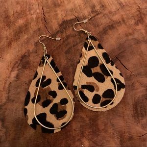 Animal print chandelier earrings